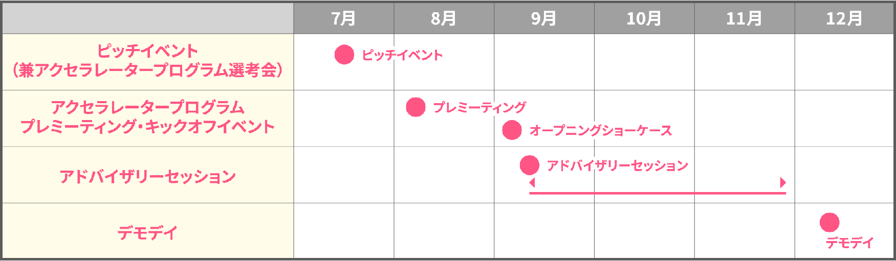 アクセラレーションプログラムスケジュール